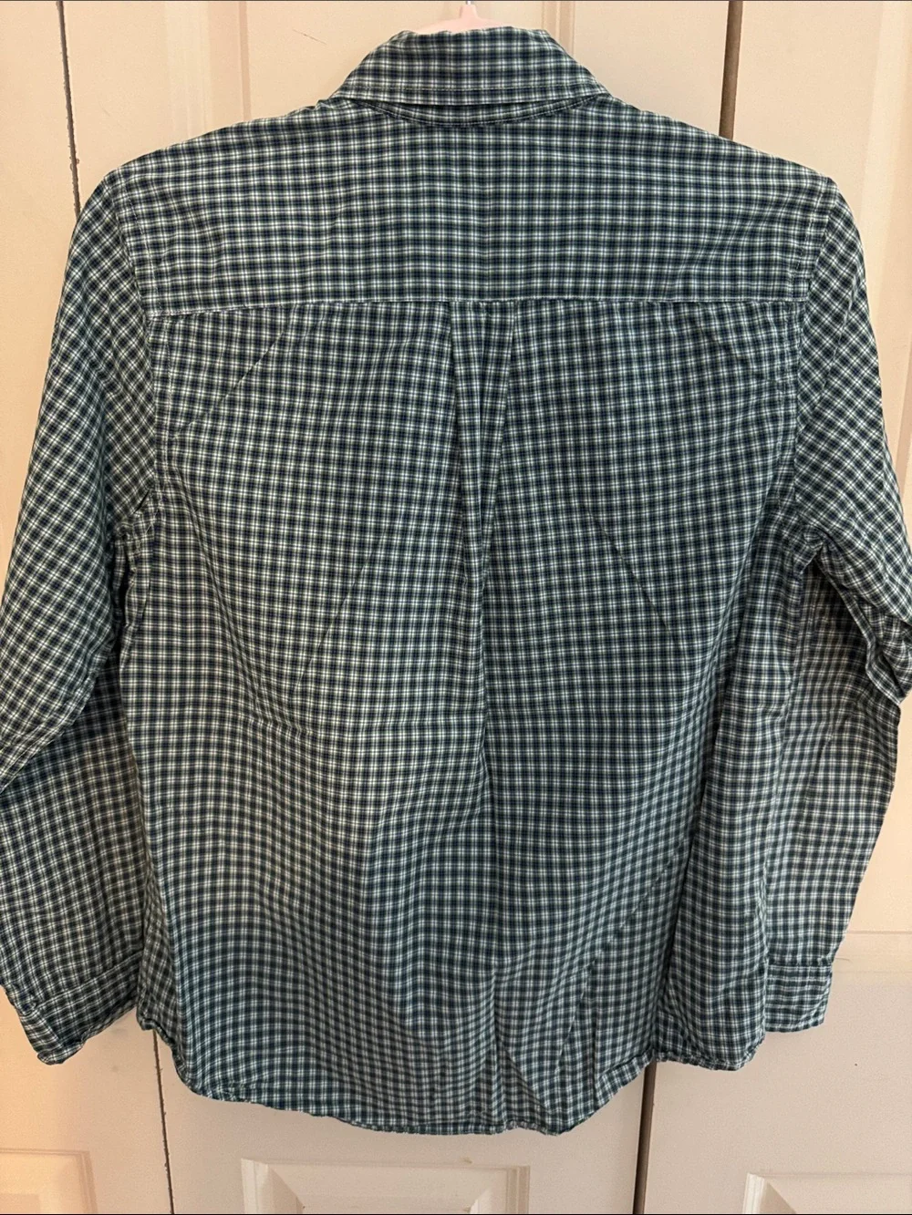 Boys Ralph Lauren Plaid Button-Down Shirt - Green & Navy with navy horse 14/16
